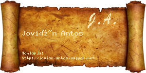 Jovián Antos névjegykártya
